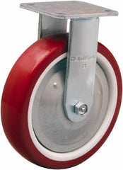 Hamilton - 8" Diam x 2" Wide x 9-1/2" OAH Top Plate Mount Rigid Caster - Polyurethane Mold on Polypropylene, 900 Lb Capacity, Straight Roller Bearing, 4 x 4-1/2" Plate - Exact Tooling