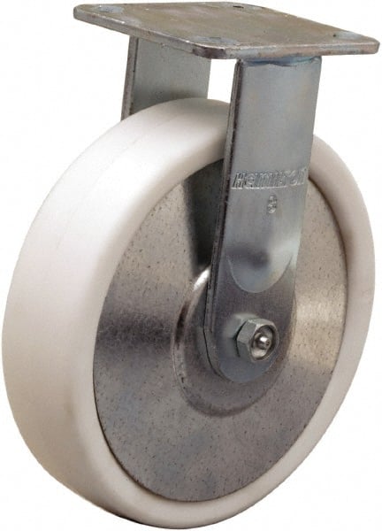 Hamilton - 8" Diam x 2" Wide x 9-1/2" OAH Top Plate Mount Rigid Caster - Polyolefin, 900 Lb Capacity, Delrin Bearing, 4 x 4-1/2" Plate - Exact Tooling