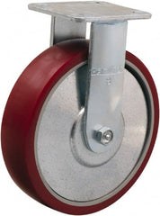 Hamilton - 8" Diam x 2" Wide x 9-1/2" OAH Top Plate Mount Rigid Caster - Polyurethane on Aluminum, 900 Lb Capacity, Straight Roller Bearing, 4 x 4-1/2" Plate - Exact Tooling