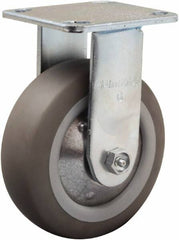 Hamilton - 6" Diam x 2" Wide x 7-1/2" OAH Top Plate Mount Rigid Caster - Rubber Mold on Polyolefin, 410 Lb Capacity, Straight Roller Bearing, 4 x 4-1/2" Plate - Exact Tooling