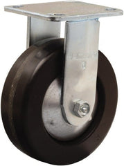 Hamilton - 6" Diam x 2" Wide x 7-1/2" OAH Top Plate Mount Rigid Caster - Phenolic, 900 Lb Capacity, Straight Roller Bearing, 4 x 4-1/2" Plate - Exact Tooling