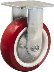 Hamilton - 6" Diam x 2" Wide x 7-1/2" OAH Top Plate Mount Rigid Caster - Polyurethane Mold on Polypropylene, 900 Lb Capacity, Straight Roller Bearing, 4 x 4-1/2" Plate - Exact Tooling