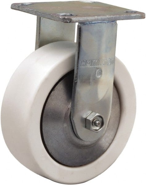 Hamilton - 6" Diam x 2" Wide x 7-1/2" OAH Top Plate Mount Rigid Caster - Polyolefin, 750 Lb Capacity, Delrin Bearing, 4 x 4-1/2" Plate - Exact Tooling