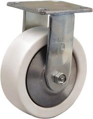 Hamilton - 6" Diam x 2" Wide x 7-1/2" OAH Top Plate Mount Rigid Caster - Polyolefin, 750 Lb Capacity, Delrin Bearing, 4 x 4-1/2" Plate - Exact Tooling