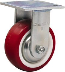 Hamilton - 5" Diam x 2" Wide x 6-1/2" OAH Top Plate Mount Rigid Caster - Polyurethane Mold on Polypropylene, 900 Lb Capacity, Straight Roller Bearing, 4 x 4-1/2" Plate - Exact Tooling