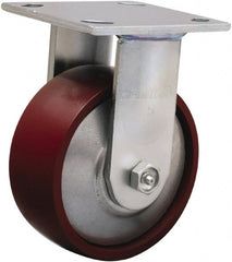 Hamilton - 5" Diam x 2" Wide x 6-1/2" OAH Top Plate Mount Rigid Caster - Cast Iron, 900 Lb Capacity, Sealed Precision Ball Bearing, 4 x 4-1/2" Plate - Exact Tooling