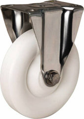 Hamilton - 5" Diam x 1-3/8" Wide x 6-1/4" OAH Top Plate Mount Rigid Caster - Polyolefin, 300 Lb Capacity, Plain Bore Bearing, 2-3/8 x 3-5/8" Plate - Exact Tooling