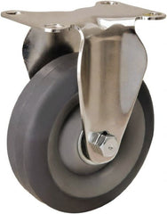 Hamilton - 4" Diam x 1-3/8" Wide x 5-1/8" OAH Top Plate Mount Rigid Caster - Rubber Mold on Polyolefin, 250 Lb Capacity, Delrin Bearing, 2-3/8 x 3-5/8" Plate - Exact Tooling