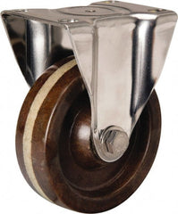 Hamilton - 4" Diam x 1-1/4" Wide x 5-1/8" OAH Top Plate Mount Rigid Caster - Phenolic, 300 Lb Capacity, Plain Bore Bearing, 2-3/8 x 3-5/8" Plate - Exact Tooling