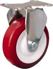 Hamilton - 4" Diam x 1-3/8" Wide x 5-1/8" OAH Top Plate Mount Rigid Caster - Polyurethane Mold on Polypropylene, 325 Lb Capacity, Delrin Bearing, 2-3/8 x 3-5/8" Plate - Exact Tooling