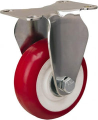 Hamilton - 3-1/2" Diam x 1-3/8" Wide x 4-7/8" OAH Top Plate Mount Rigid Caster - Polyurethane Mold on Polypropylene, 325 Lb Capacity, Delrin Bearing, 2-3/8 x 3-5/8" Plate - Exact Tooling