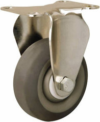 Hamilton - 3-1/2" Diam x 1-3/8" Wide x 4-7/8" OAH Top Plate Mount Rigid Caster - Rubber Mold on Polyolefin, 240 Lb Capacity, Delrin Bearing, 2-3/8 x 3-5/8" Plate - Exact Tooling