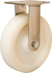 Hamilton - 8" Diam x 2" Wide x 9-1/2" OAH Top Plate Mount Rigid Caster - Nylon, 500 Lb Capacity, Stainless Steel Precision Ball Bearing, 3-3/4 x 4-1/2" Plate - Exact Tooling