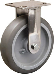 Hamilton - 8" Diam x 2" Wide x 9-1/2" OAH Top Plate Mount Rigid Caster - Rubber Mold on Polyolefin, 500 Lb Capacity, Delrin Bearing, 3-3/4 x 4-1/2" Plate - Exact Tooling