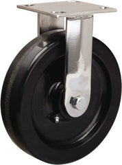 Hamilton - 8" Diam x 2" Wide x 9-1/2" OAH Top Plate Mount Rigid Caster - Phenolic, 800 Lb Capacity, Delrin Bearing, 3-3/4 x 4-1/2" Plate - Exact Tooling