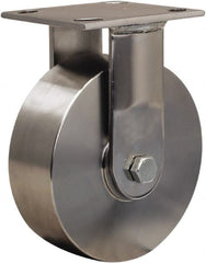 Hamilton - 6" Diam x 2" Wide x 7-1/2" OAH Top Plate Mount Rigid Caster - Forged Steel, 800 Lb Capacity, Delrin Bearing, 3-3/4 x 4-1/2" Plate - Exact Tooling
