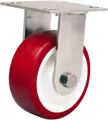 Hamilton - 5" Diam x 2" Wide x 6-1/2" OAH Top Plate Mount Rigid Caster - Polyurethane Mold on Polypropylene, 800 Lb Capacity, Delrin Bearing, 3-3/4 x 4-1/2" Plate - Exact Tooling