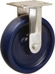 Hamilton - 8" Diam x 2" Wide x 9-1/2" OAH Top Plate Mount Rigid Caster - Polyurethane, 800 Lb Capacity, Delrin Bearing, 3-3/4 x 4-1/2" Plate - Exact Tooling