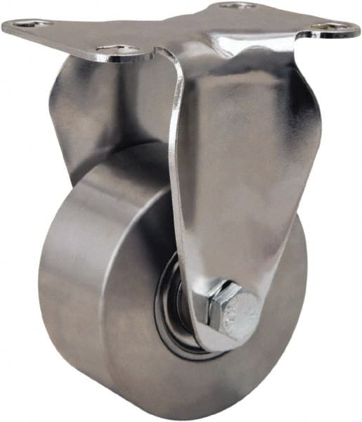 Hamilton - 3" Diam x 1-3/8" Wide x 4-5/8" OAH Top Plate Mount Rigid Caster - Forged Steel, 325 Lb Capacity, Stainless Steel Precision Ball Bearing, 2-3/8 x 3-5/8" Plate - Exact Tooling