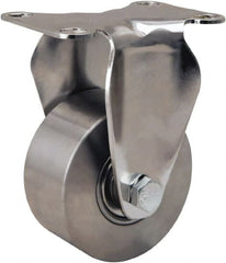 Hamilton - 3" Diam x 1-3/8" Wide x 4-5/8" OAH Top Plate Mount Rigid Caster - Forged Steel, 325 Lb Capacity, Stainless Steel Precision Ball Bearing, 2-3/8 x 3-5/8" Plate - Exact Tooling