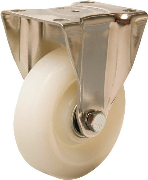 Hamilton - 4" Diam x 1-1/4" Wide x 5-1/8" OAH Top Plate Mount Rigid Caster - Nylon, 325 Lb Capacity, Plain Bore Bearing, 2-3/8 x 3-5/8" Plate - Exact Tooling