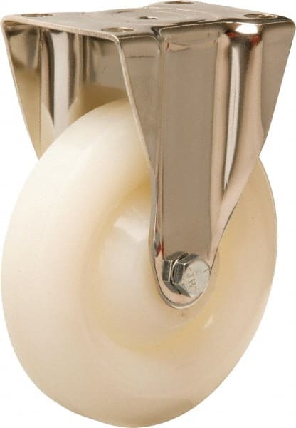 Hamilton - 5" Diam x 1-1/4" Wide x 6-1/4" OAH Top Plate Mount Rigid Caster - Nylon, 325 Lb Capacity, Plain Bore Bearing, 2-3/8 x 3-5/8" Plate - Exact Tooling