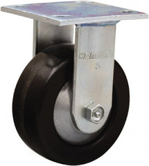 Hamilton - 5" Diam x 2" Wide x 6-1/2" OAH Top Plate Mount Rigid Caster - Phenolic, 1,000 Lb Capacity, Straight Roller Bearing, 4 x 4-1/2" Plate - Exact Tooling