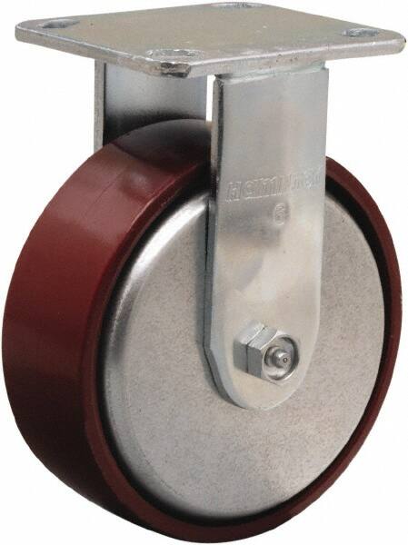 Hamilton - 6" Diam x 2" Wide x 7-1/2" OAH Top Plate Mount Rigid Caster - Cast Iron, 800 Lb Capacity, Sealed Precision Ball Bearing, 4 x 4-1/2" Plate - Exact Tooling