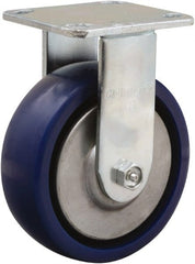 Hamilton - 6" Diam x 2" Wide x 7-1/2" OAH Top Plate Mount Rigid Caster - Polyurethane, 900 Lb Capacity, Sealed Precision Ball Bearing, 4 x 4-1/2" Plate - Exact Tooling