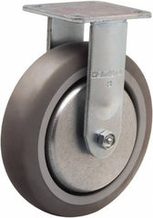 Hamilton - 8" Diam x 2" Wide x 9-1/2" OAH Top Plate Mount Rigid Caster - Rubber Mold on Polyolefin, 500 Lb Capacity, Straight Roller Bearing, 4 x 4-1/2" Plate - Exact Tooling