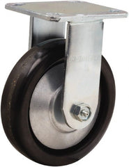 Hamilton - 6" Diam x 1-1/2" Wide x 7-1/2" OAH Top Plate Mount Rigid Caster - Phenolic, 800 Lb Capacity, Straight Roller Bearing, 4 x 4-1/2" Plate - Exact Tooling