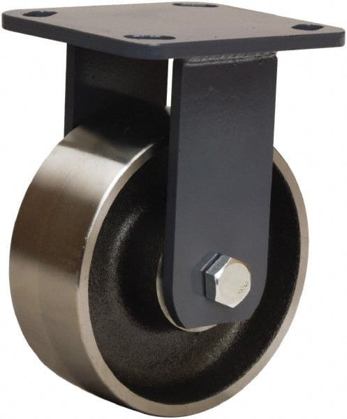 Hamilton - 5" Diam x 2" Wide x 6-1/2" OAH Top Plate Mount Rigid Caster - Forged Steel, 2,000 Lb Capacity, Sealed Precision Ball Bearing, 4 x 4-1/2" Plate - Exact Tooling