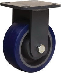 Hamilton - 5" Diam x 2" Wide x 6-1/2" OAH Top Plate Mount Rigid Caster - Polyurethane Mold onto Cast Iron Center, 840 Lb Capacity, Sealed Precision Ball Bearing, 4 x 4-1/2" Plate - Exact Tooling