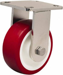 Hamilton - 5" Diam x 2" Wide x 6-1/2" OAH Top Plate Mount Rigid Caster - Polyurethane Mold on Polypropylene, 1,000 Lb Capacity, Delrin Bearing, 4 x 4-1/2" Plate - Exact Tooling