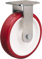 Hamilton - 8" Diam x 2" Wide x 9-1/2" OAH Top Plate Mount Rigid Caster - Polyurethane Mold on Polypropylene, 1,000 Lb Capacity, Delrin Bearing, 4 x 4-1/2" Plate - Exact Tooling