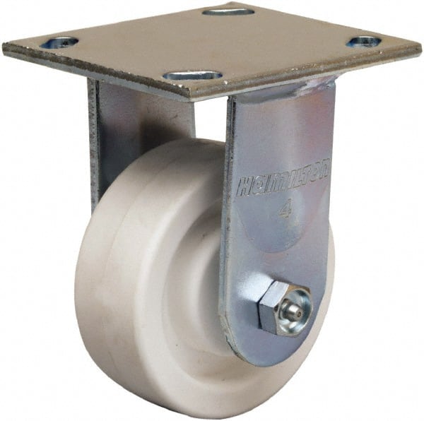 Hamilton - 4" Diam x 1-1/2" Wide x 5-5/8" OAH Top Plate Mount Rigid Caster - Polyolefin, 400 Lb Capacity, Delrin Bearing, 4 x 4-1/2" Plate - Exact Tooling