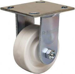 Hamilton - 4" Diam x 1-1/2" Wide x 5-5/8" OAH Top Plate Mount Rigid Caster - Polyolefin, 400 Lb Capacity, Delrin Bearing, 4 x 4-1/2" Plate - Exact Tooling