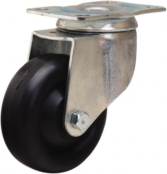 Hamilton - 3-1/2" Diam x 1-3/8" Wide x 4-13/16" OAH Top Plate Mount Swivel Caster - Polyolefin, 260 Lb Capacity, Plain Bore Bearing, 2-1/2 x 3-3/4" Plate - Exact Tooling