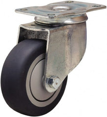Hamilton - 3-1/2" Diam x 1-3/8" Wide x 4-13/16" OAH Top Plate Mount Swivel Caster - Rubber Mold on Polyolefin, 240 Lb Capacity, Precision Ball Bearing, 2-1/2 x 3-3/4" Plate - Exact Tooling