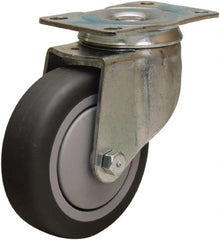 Hamilton - 4" Diam x 1-3/8" Wide x 5" OAH Top Plate Mount Swivel Caster - Rubber Mold on Polyolefin, 250 Lb Capacity, Precision Ball Bearing, 2-1/2 x 3-3/4" Plate - Exact Tooling