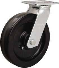 Hamilton - 8" Diam x 2" Wide x 9-1/2" OAH Top Plate Mount Swivel Caster - Phenolic, 900 Lb Capacity, Straight Roller Bearing, 4 x 4-1/2" Plate - Exact Tooling