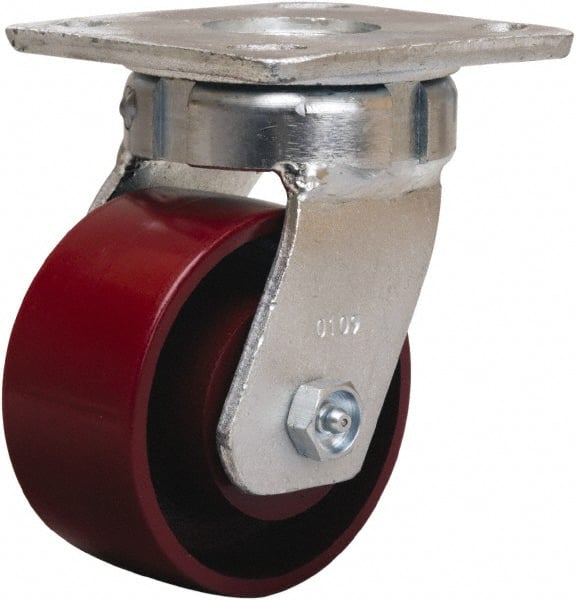 Hamilton - 4" Diam x 2" Wide x 5-5/8" OAH Top Plate Mount Swivel Caster - Cast Iron, 1,000 Lb Capacity, Sealed Precision Ball Bearing, 4 x 4-1/2" Plate - Exact Tooling