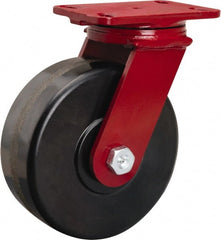 Hamilton - 8" Diam x 3" Wide x 10-1/8" OAH Top Plate Mount Swivel Caster - Phenolic, 2,200 Lb Capacity, Tapered Roller Bearing, 4-1/2 x 6-1/2" Plate - Exact Tooling