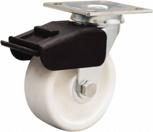 Hamilton - 5" Diam x 2" Wide x 6-1/2" OAH Top Plate Mount Swivel Caster - Polyolefin, 650 Lb Capacity, Delrin Bearing, 4 x 4-1/2" Plate - Exact Tooling