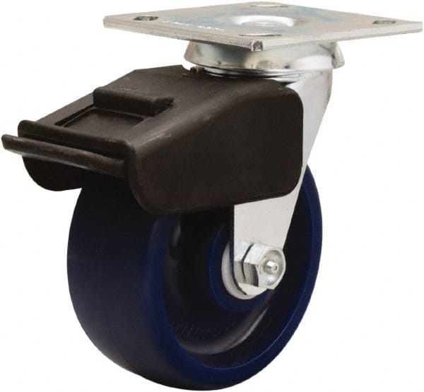 Hamilton - 5" Diam x 2" Wide x 6-1/2" OAH Top Plate Mount Swivel Caster - Polyurethane, 850 Lb Capacity, Precision Ball Bearing, 4 x 4-1/2" Plate - Exact Tooling