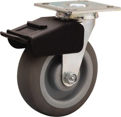 Hamilton - 6" Diam x 2" Wide x 7-1/2" OAH Top Plate Mount Swivel Caster - Rubber Mold on Polyolefin, 410 Lb Capacity, Straight Roller Bearing, 4 x 4-1/2" Plate - Exact Tooling