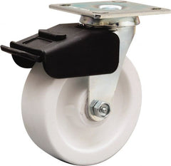 Hamilton - 6" Diam x 2" Wide x 7-1/2" OAH Top Plate Mount Swivel Caster - Polyolefin, 750 Lb Capacity, Delrin Bearing, 4 x 4-1/2" Plate - Exact Tooling