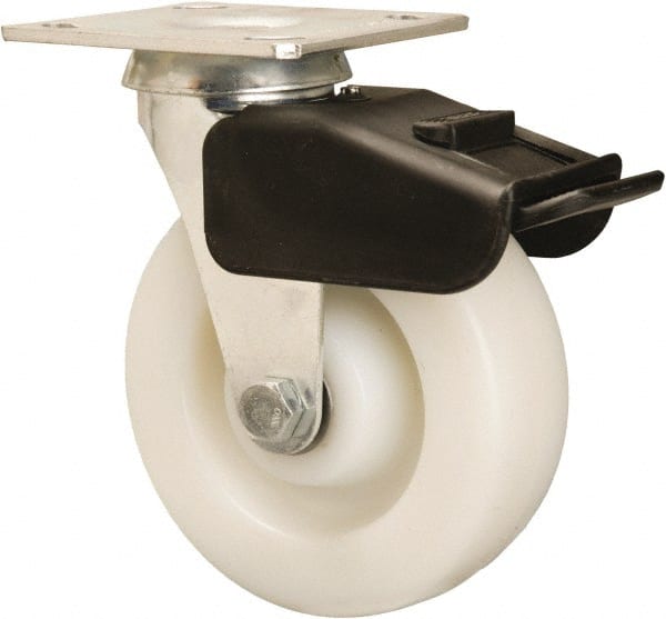 Hamilton - 6" Diam x 2" Wide x 7-1/2" OAH Top Plate Mount Swivel Caster - Nylon, 850 Lb Capacity, Precision Ball Bearing, 4 x 4-1/2" Plate - Exact Tooling