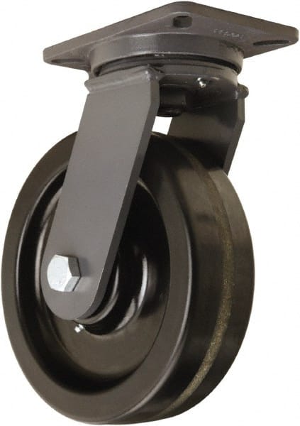 Hamilton - 10" Diam x 3" Wide x 12-1/2" OAH Top Plate Mount Swivel Caster - Phenolic, 2,900 Lb Capacity, Tapered Roller Bearing, 5-1/4 x 7-1/4" Plate - Exact Tooling