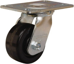 Hamilton - 4" Diam x 2" Wide x 5-5/8" OAH Top Plate Mount Swivel Caster - Phenolic, 800 Lb Capacity, Straight Roller Bearing, 4-1/2 x 6-1/4" Plate - Exact Tooling
